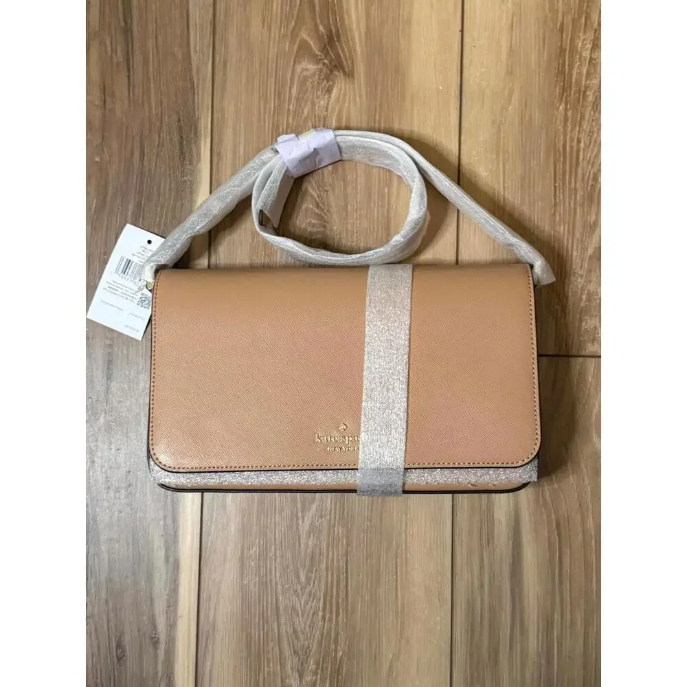 NWT! Kate Spade New York Staci Saffiano Leather Shoulder Bag in Light Fawn - Picture 2 of 7